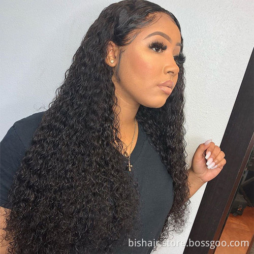 BIS Wholesale Jerry Curly 4x4 Transparent Lace Frontal Wigs Virgin Brazilian Curly 100% Human Hair Wig For Black Women